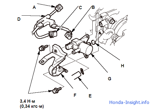 Замена клапана продувки бачка абсорбера паров топлива (EVAP) в Honda Insight