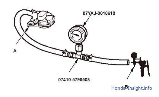 Проверка двухходового клапана бачка абсорбера EVAP в Honda Insight